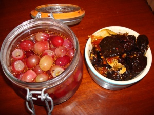 Pickled grapes and pickled prunes